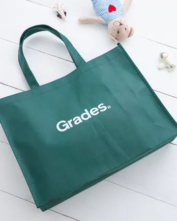 Non-woven Tote — Green, white print