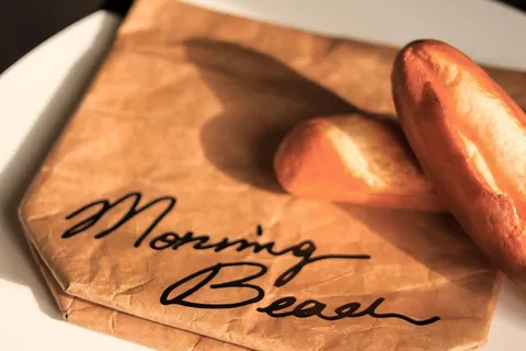 In-house label Morning Beach — Kraft-tone Tyvek, one-color print