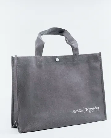 Non-woven Tote — Gray, snap closure